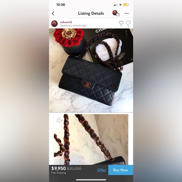 CHANEL Caviar Leather Wooden CC Quilted Classic Flap Medium Wood Chain Bag - Picture 12 of 12